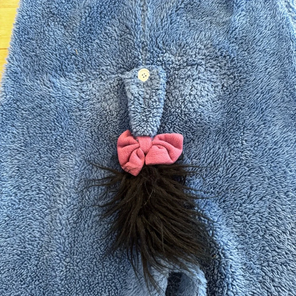 Disney adult Eeyore onesie, blue purple pink, zip closure, hood ears & tail, XS. - Picture 8 of 11